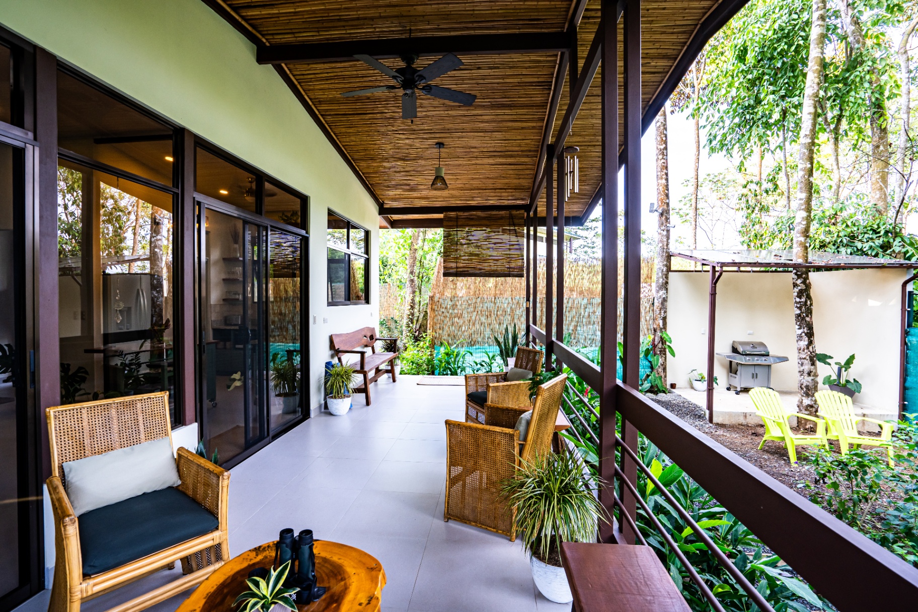 Wicker lounge seating on the Casa Aluem terrace